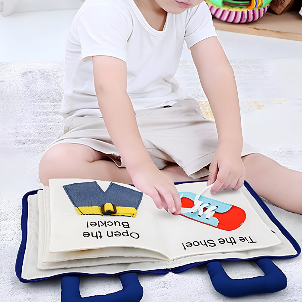 Montessori látkový sešit s aktivitami pro batolata – interaktivní vzdělávací hračka s 10 stránkami 2