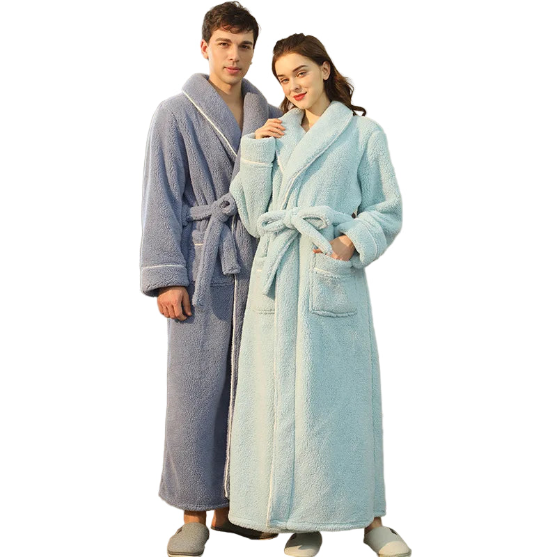 Nadýchaný flanelový župan s páskem na zavazování 4