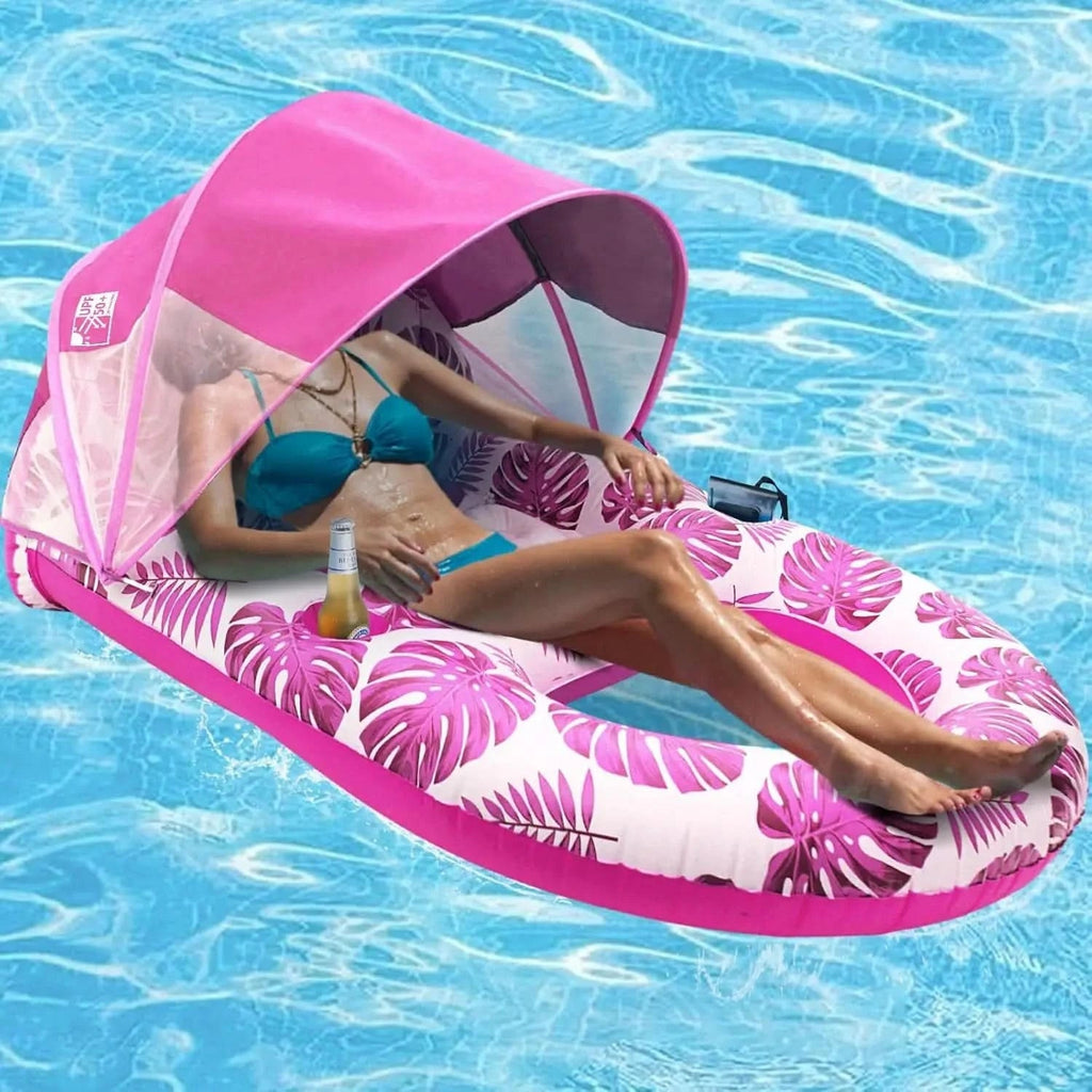 Nafukovací bazénový plovák s stínící stříškou, lehký PVC design, ideální pro letní relax 6