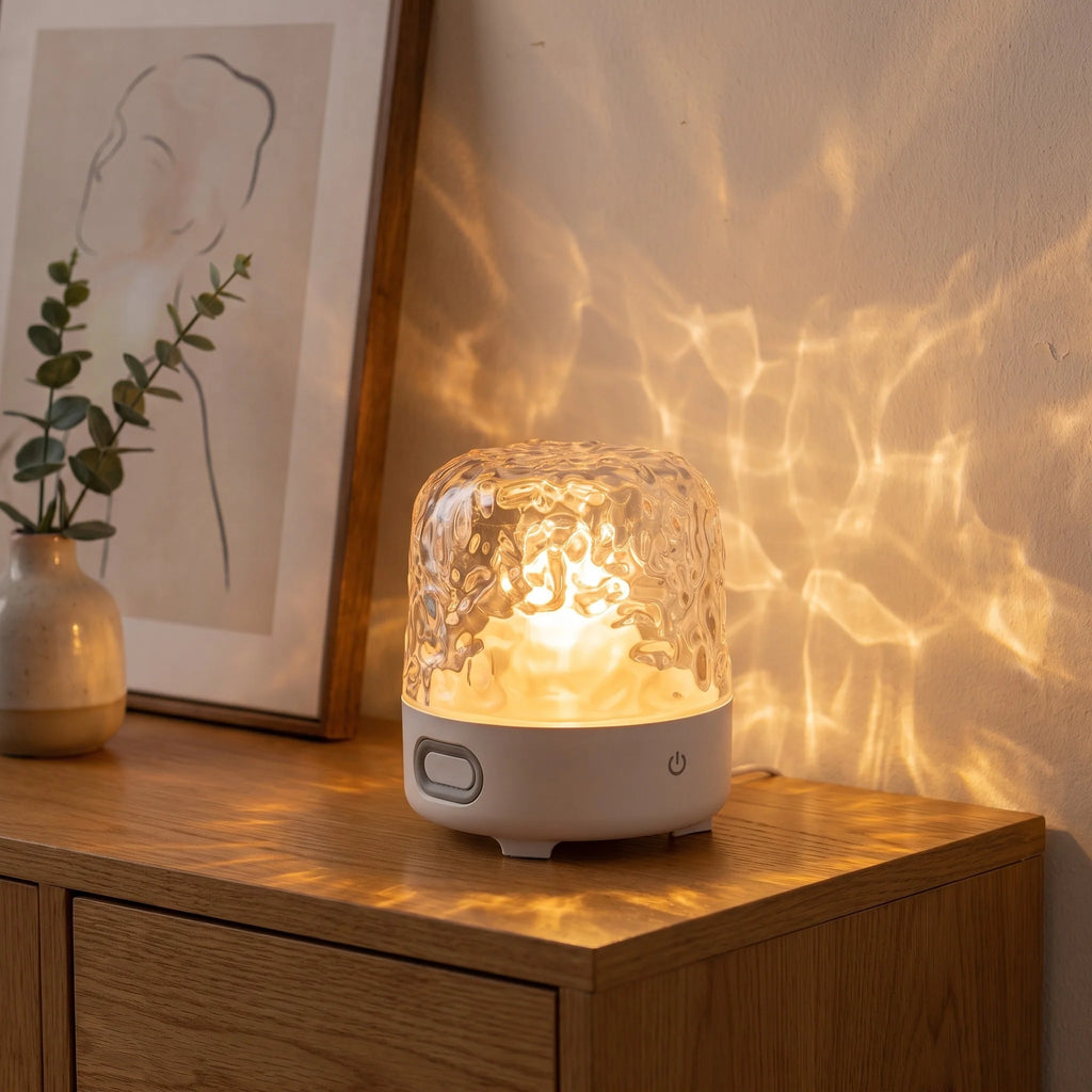 Náladová lampa s Bluetooth reproduktorem a nastavitelným světlem z křišťálového skla, červené 0