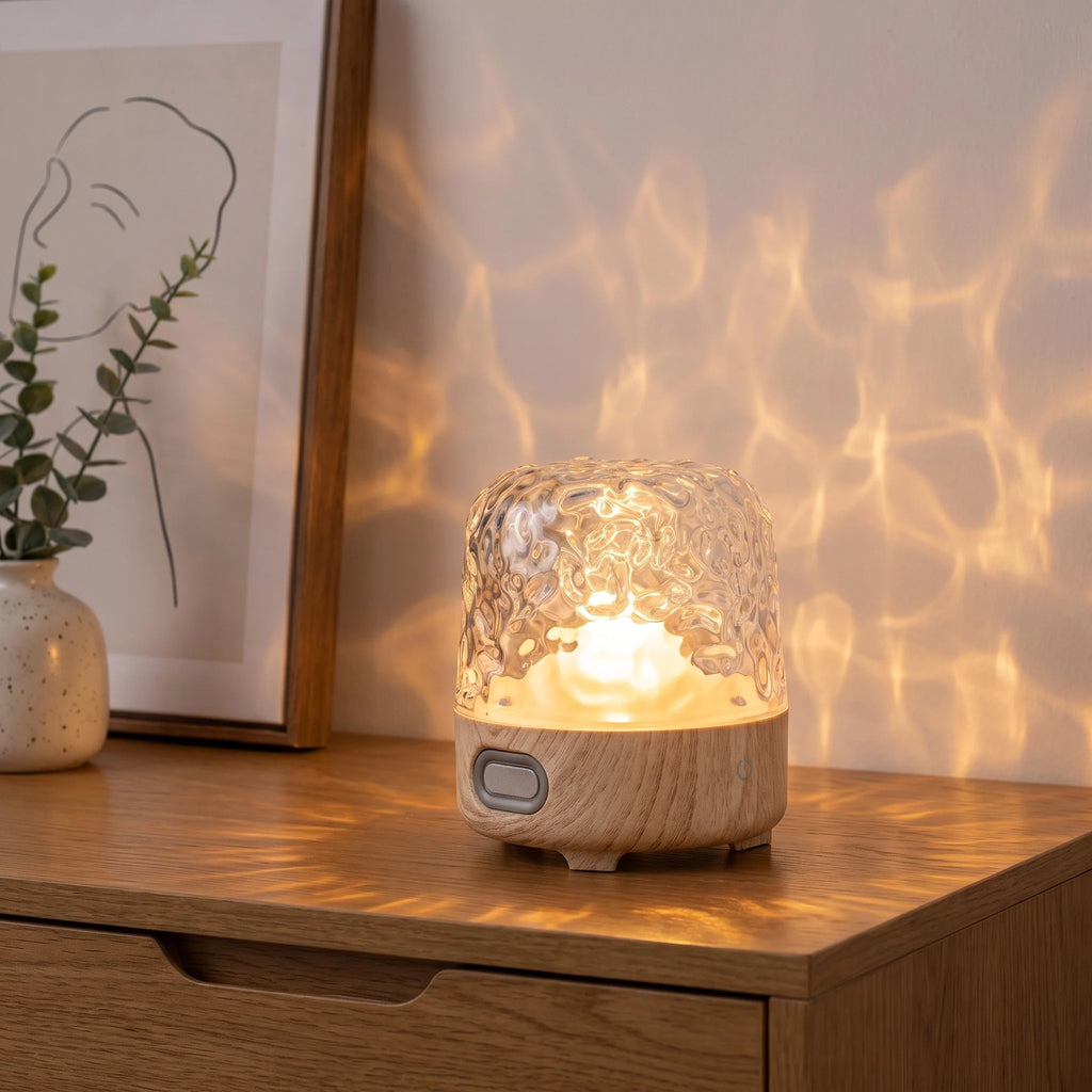 Náladová lampa s Bluetooth reproduktorem a nastavitelným světlem z křišťálového skla, červené 1