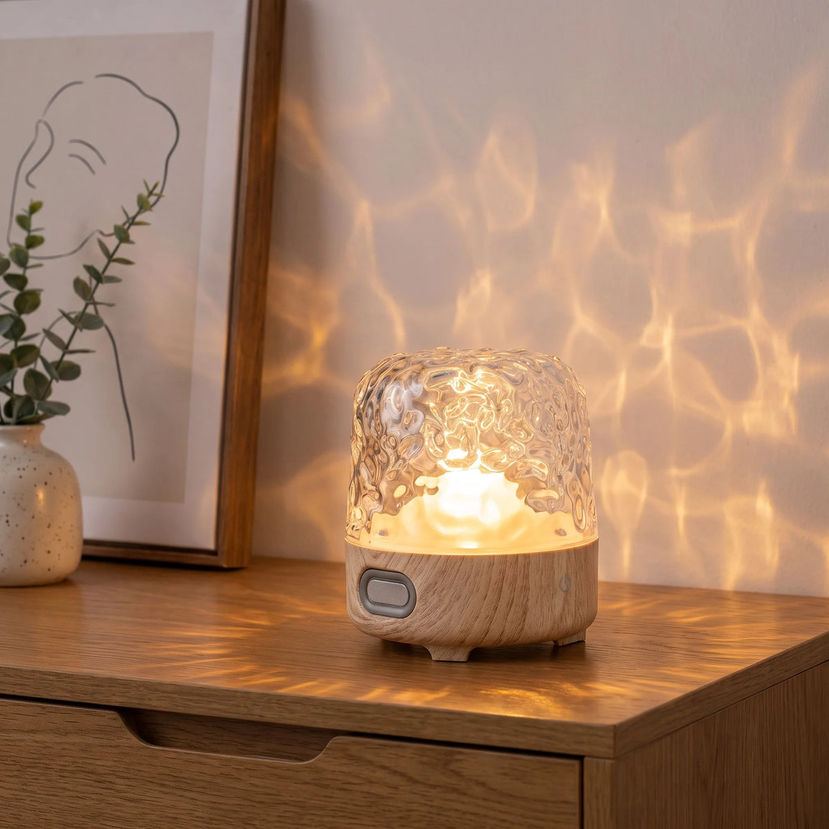 Náladová lampa s Bluetooth reproduktorem a nastavitelným světlem z křišťálového skla, červené 1