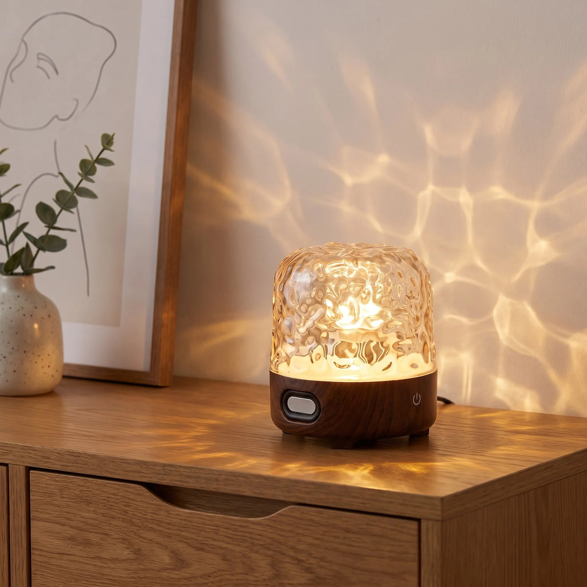Náladová lampa s Bluetooth reproduktorem a nastavitelným světlem z křišťálového skla, červené 2