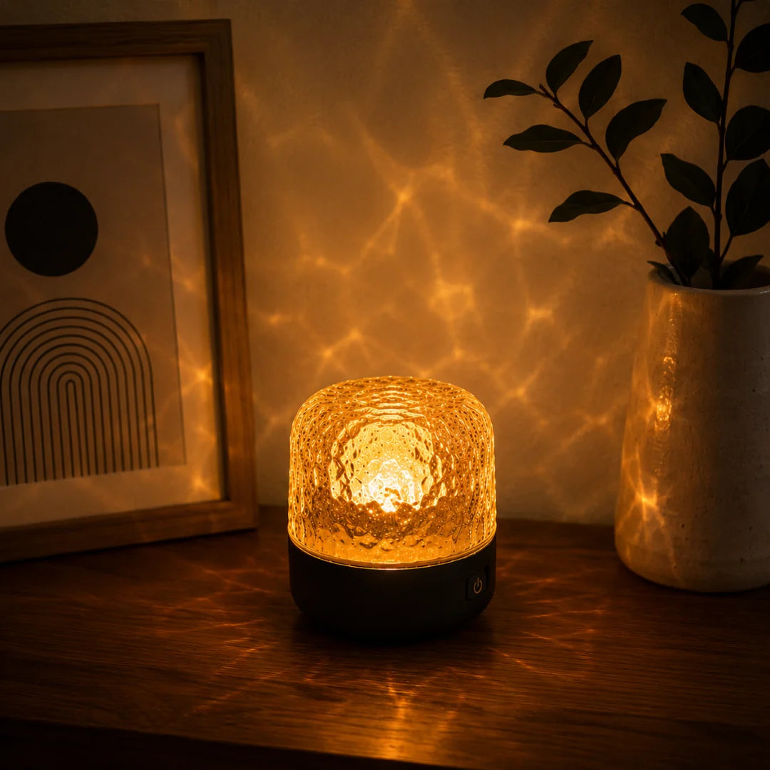 Náladová lampa s Bluetooth reproduktorem a nastavitelným světlem z křišťálového skla, červené 3