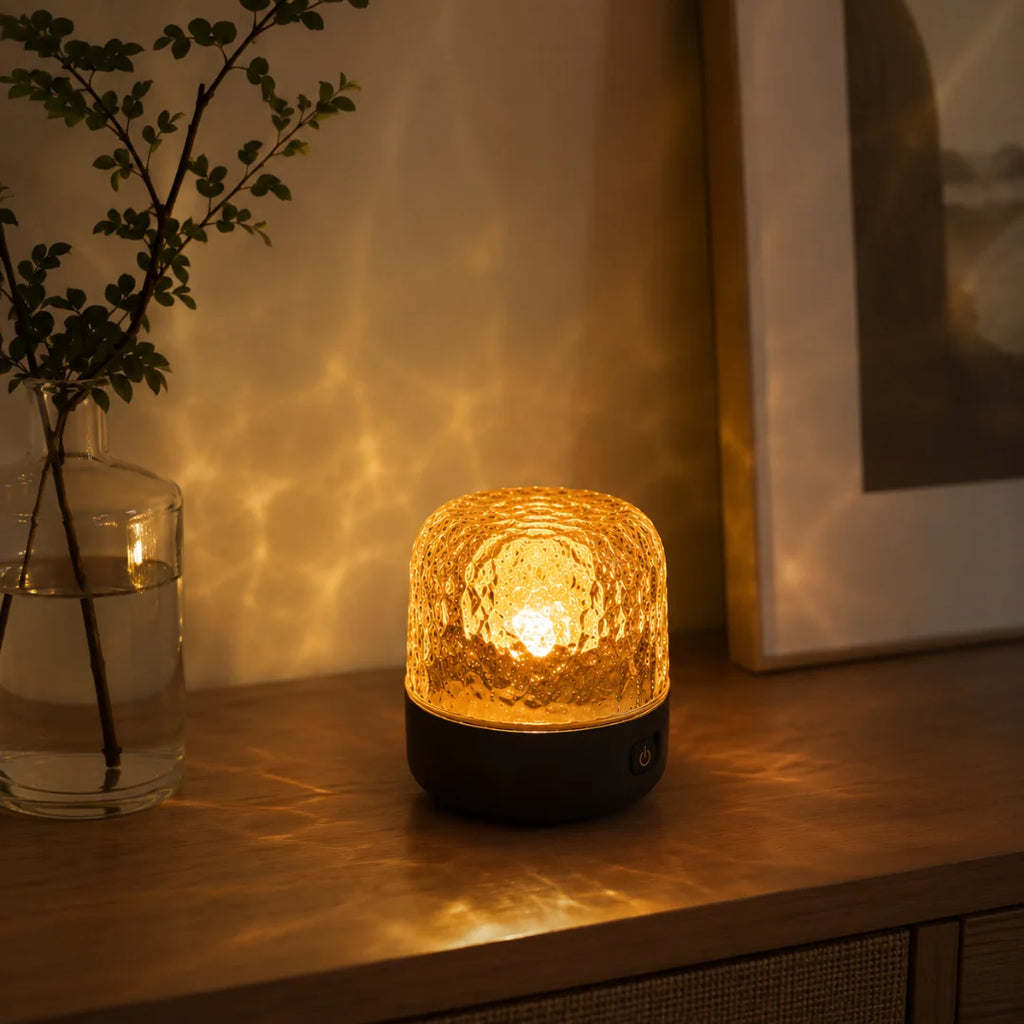 Náladová lampa s Bluetooth reproduktorem a nastavitelným světlem z křišťálového skla, červené 4