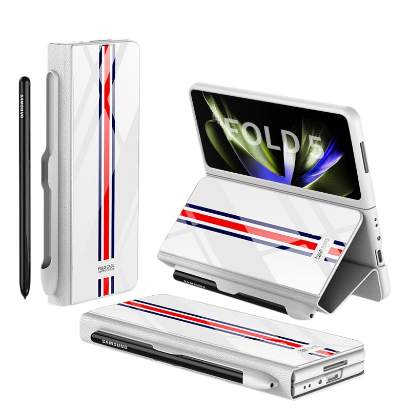 Nárazuvzdorný kryt na telefon Samsung Galaxy Z Fold 5/4 – vysoce kvalitní kůže se stojánkem a sloty na karty 2