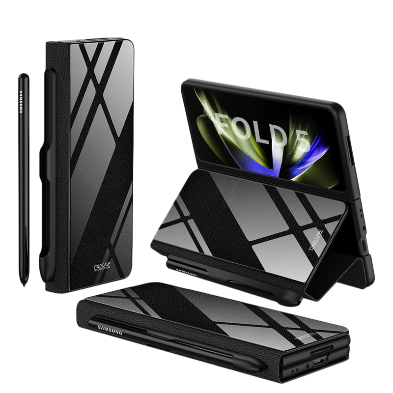 Nárazuvzdorný kryt na telefon Samsung Galaxy Z Fold 5/4 – vysoce kvalitní kůže se stojánkem a sloty na karty 3
