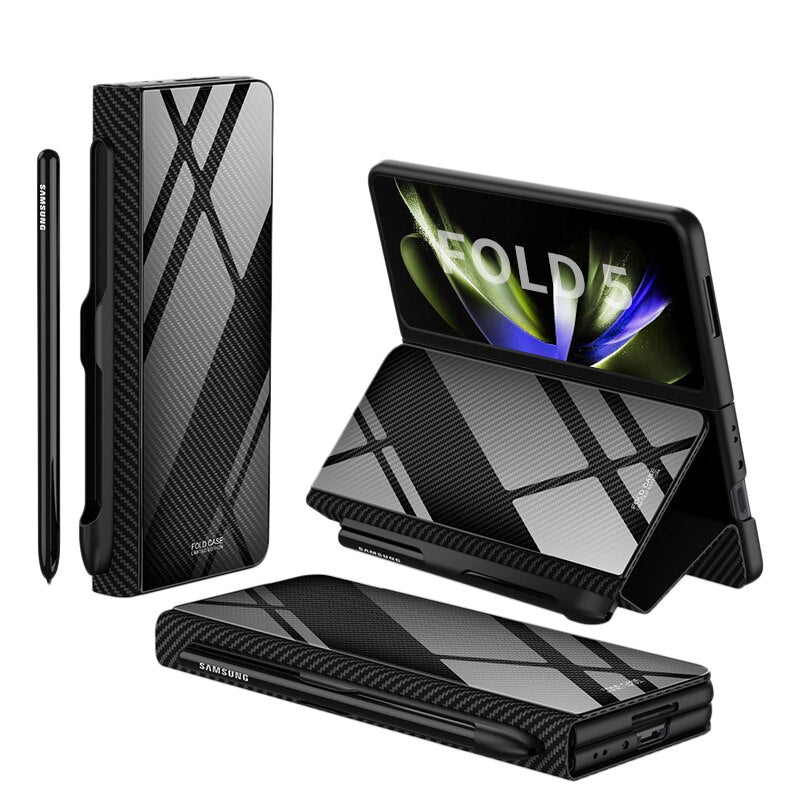 Nárazuvzdorný kryt na telefon Samsung Galaxy Z Fold 5/4 – vysoce kvalitní kůže se stojánkem a sloty na karty 7
