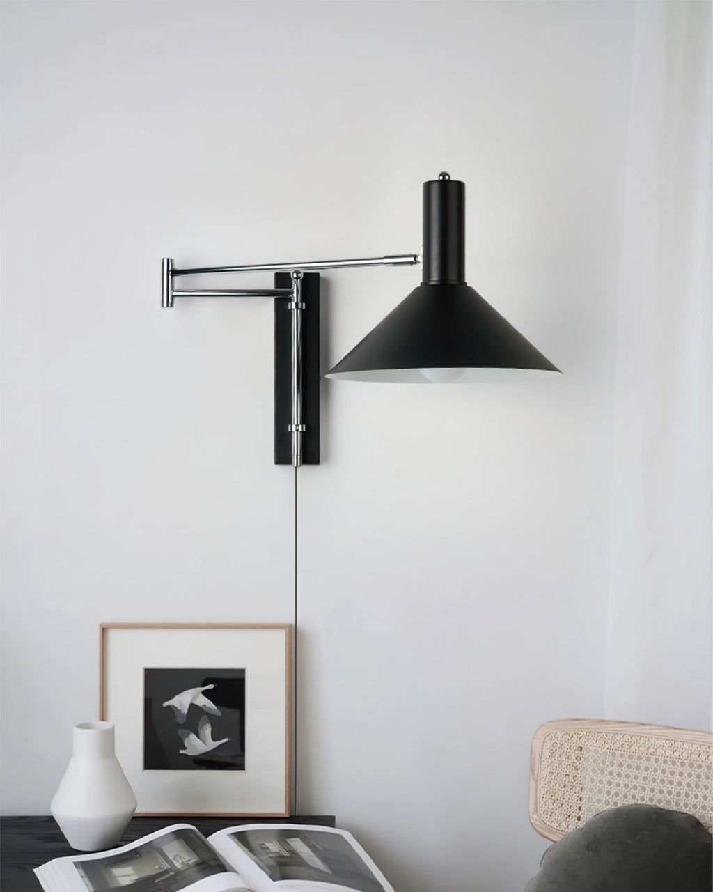 Nastavitelná nástěnná lampa se zásuvným designem – moderní kovové nástěnné osvětlení pro současné prostory 5