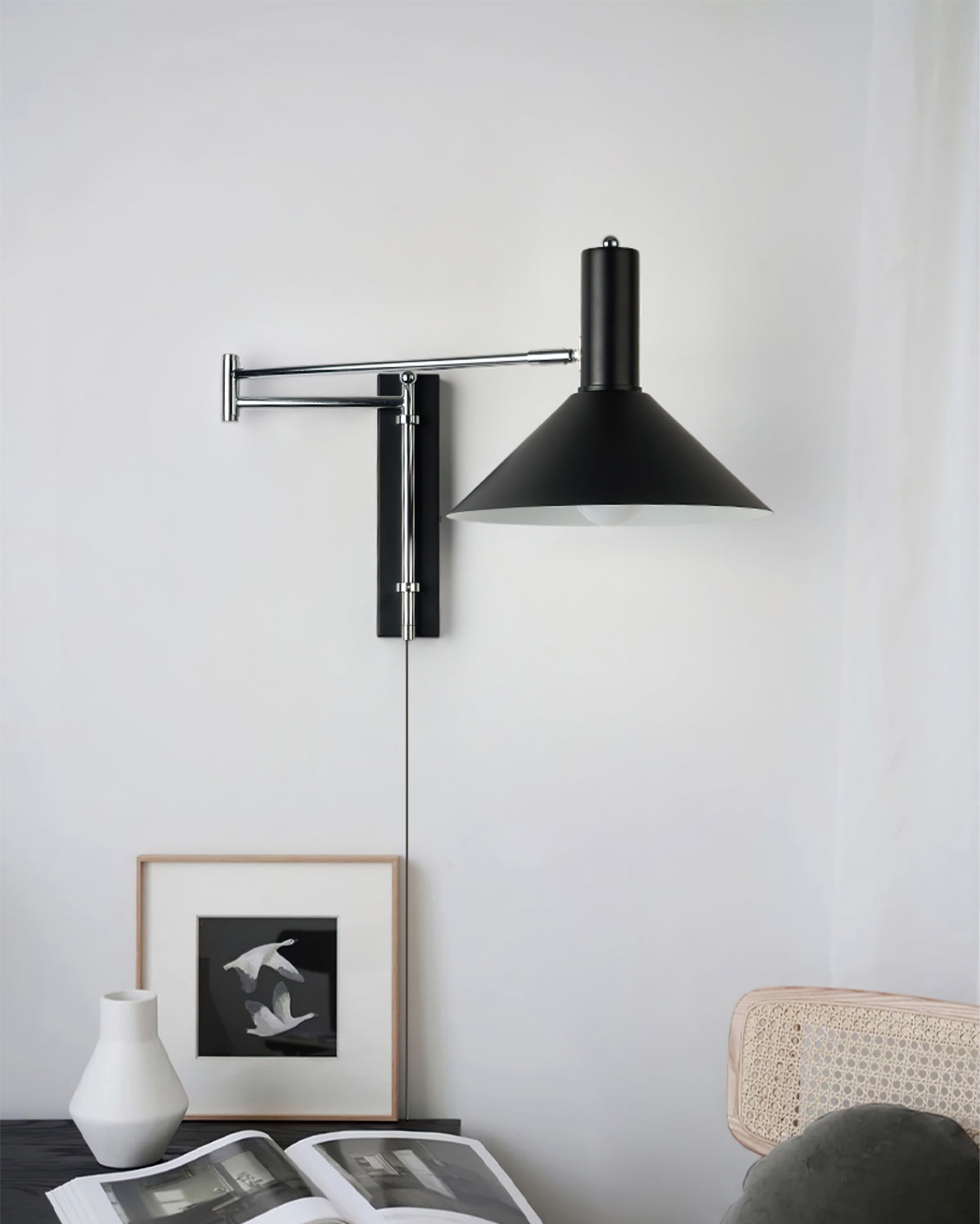Nastavitelná nástěnná lampa se zásuvným designem – moderní kovové nástěnné osvětlení pro současné prostory 5