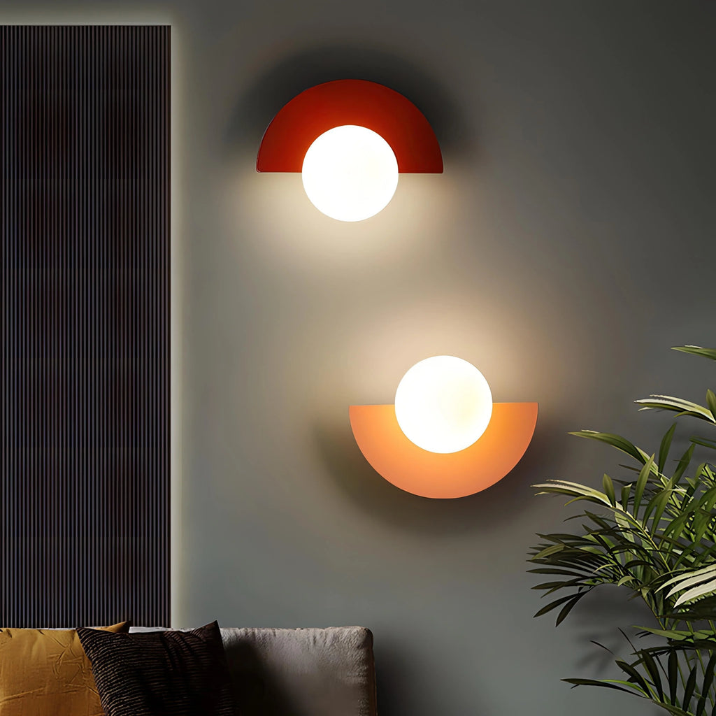 Nástěnná lampa LED v půlkruhovém designu ve stylu mid-century, vícebarevná, rozměry 0
