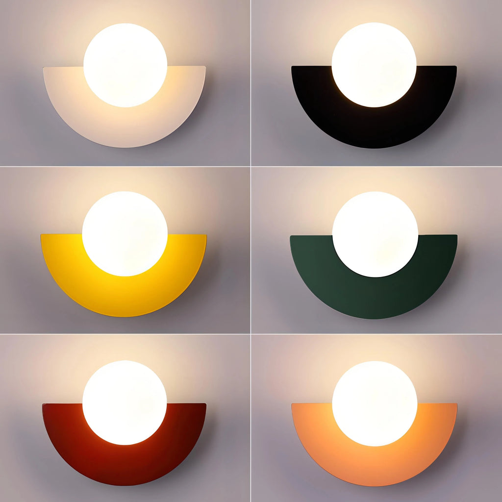 Nástěnná lampa LED v půlkruhovém designu ve stylu mid-century, vícebarevná, rozměry 2
