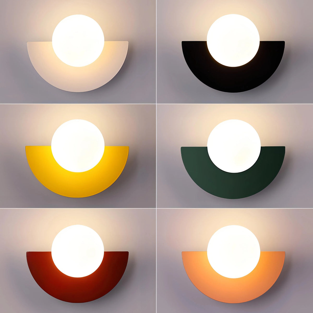 Nástěnná lampa LED v půlkruhovém designu ve stylu mid-century, vícebarevná, rozměry 2
