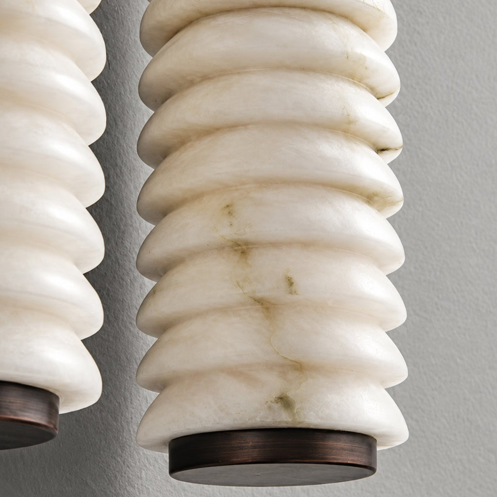 Nástěnná lampa s dvojitými mramorovými stínidly a LED osvětlením, antický kov 4