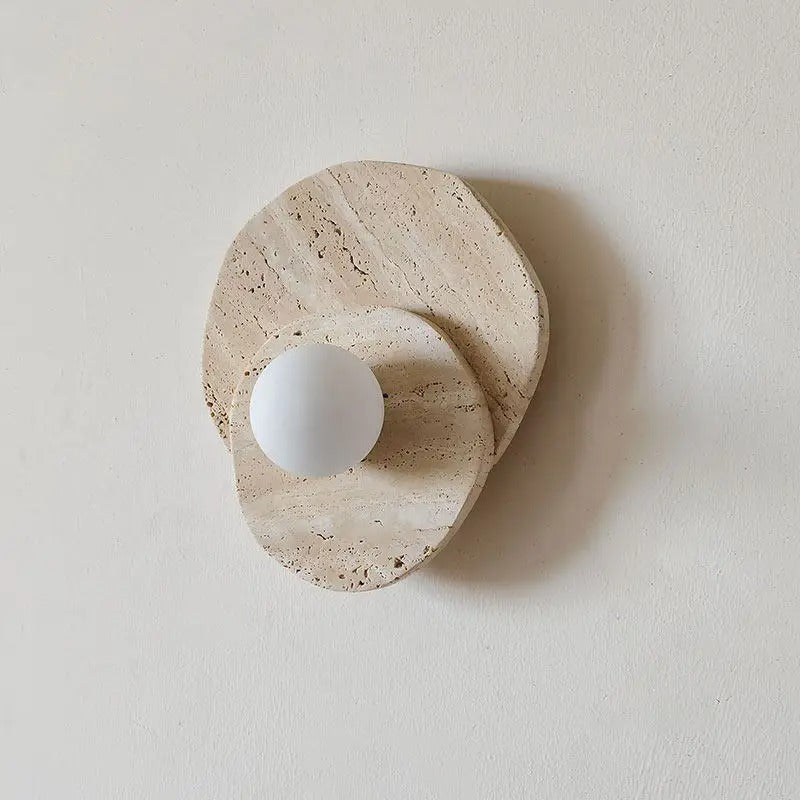Nástěnná lampa s kulovým difuzorem a travertinovým designem, moderní osvětlení pro stylové inter 0