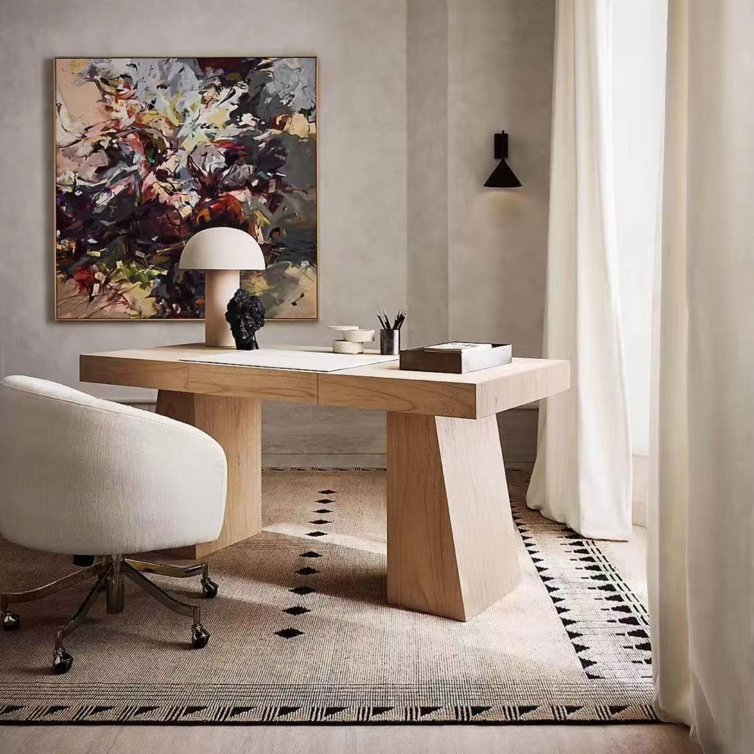 Nástěnná lampa z mědi s kónickým stínidlem v moderním designu, kombinující zlatou 3