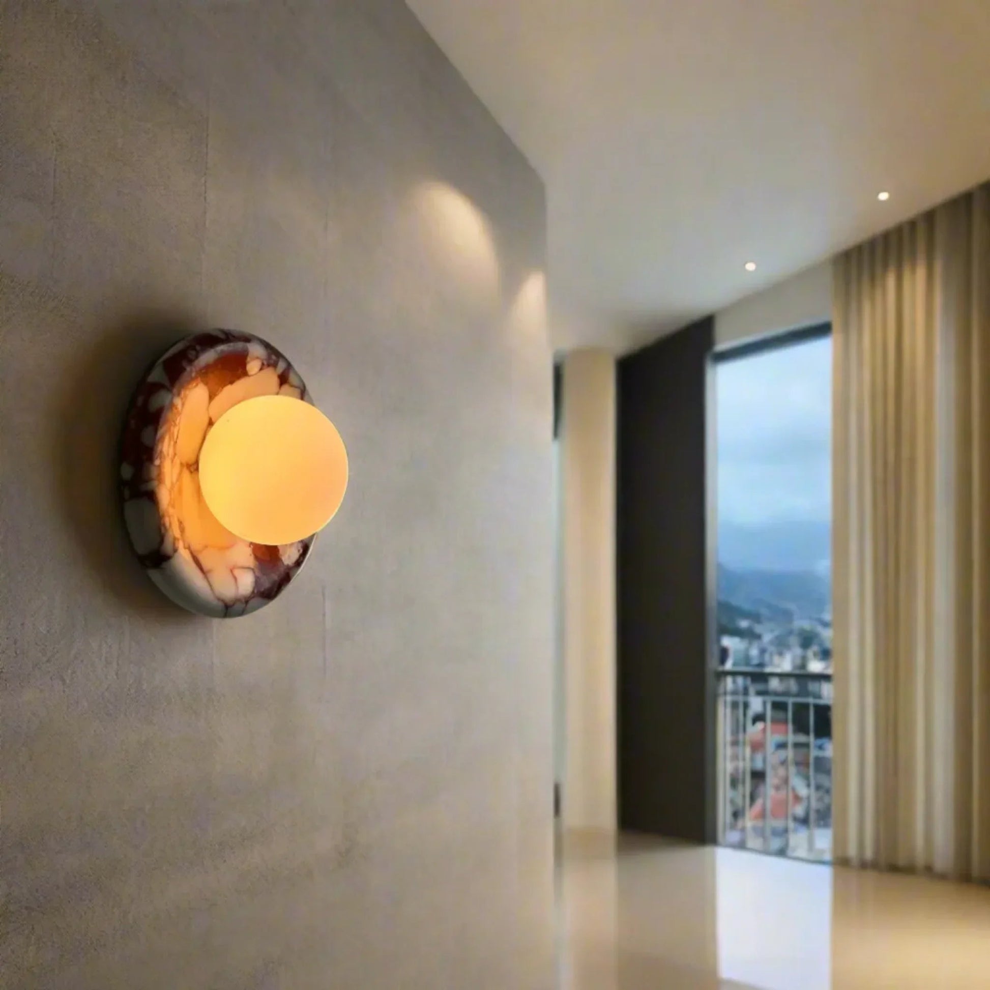 Nástěnná lampa z mramoru s matným sklem, moderní design, ideální pro uklidňující osvět 4