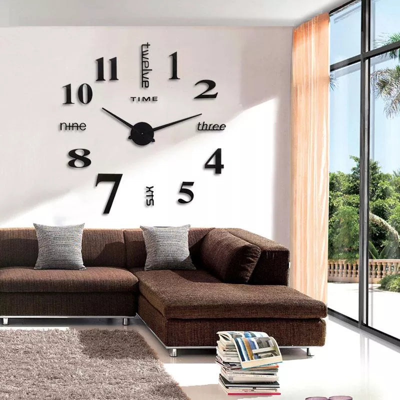 Nástěnné hodiny 3D bezrámové s velkými číslicemi, moderní design a flexibilní uspo 0
