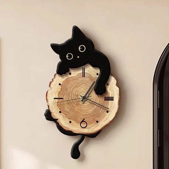 Nástěnné hodiny s moderním designem a houpajícím ocasem, ideální pro kočičí milovníky 0