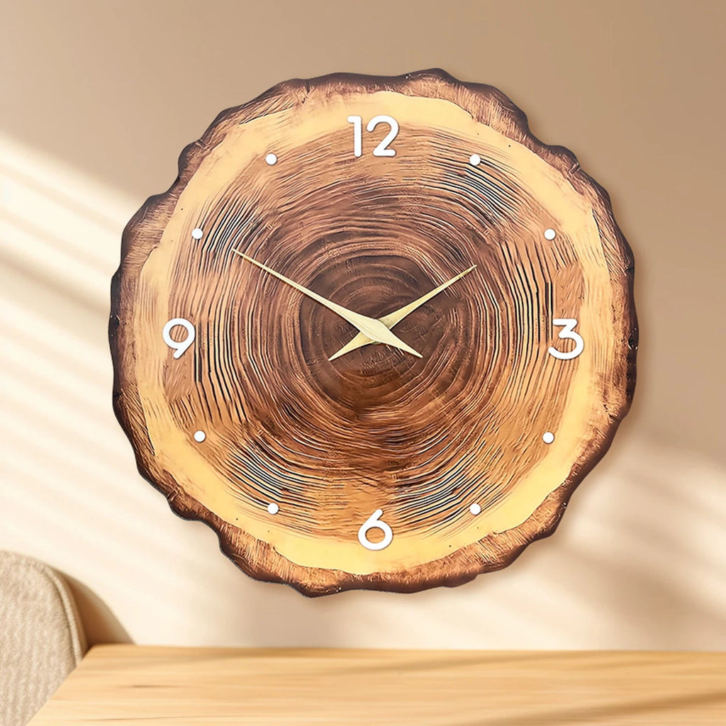 Nástěnné hodiny s tichým chodem a dřevěným efektem, lesklý design, moderní dekor 0