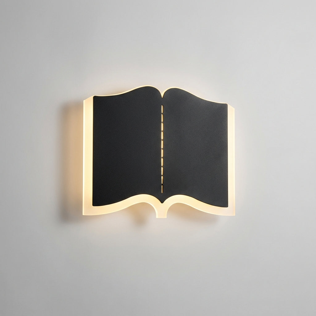 Nástěnné LED svítidlo ve tvaru knihy ze železa a akrylu – moderní design do ložnice 2