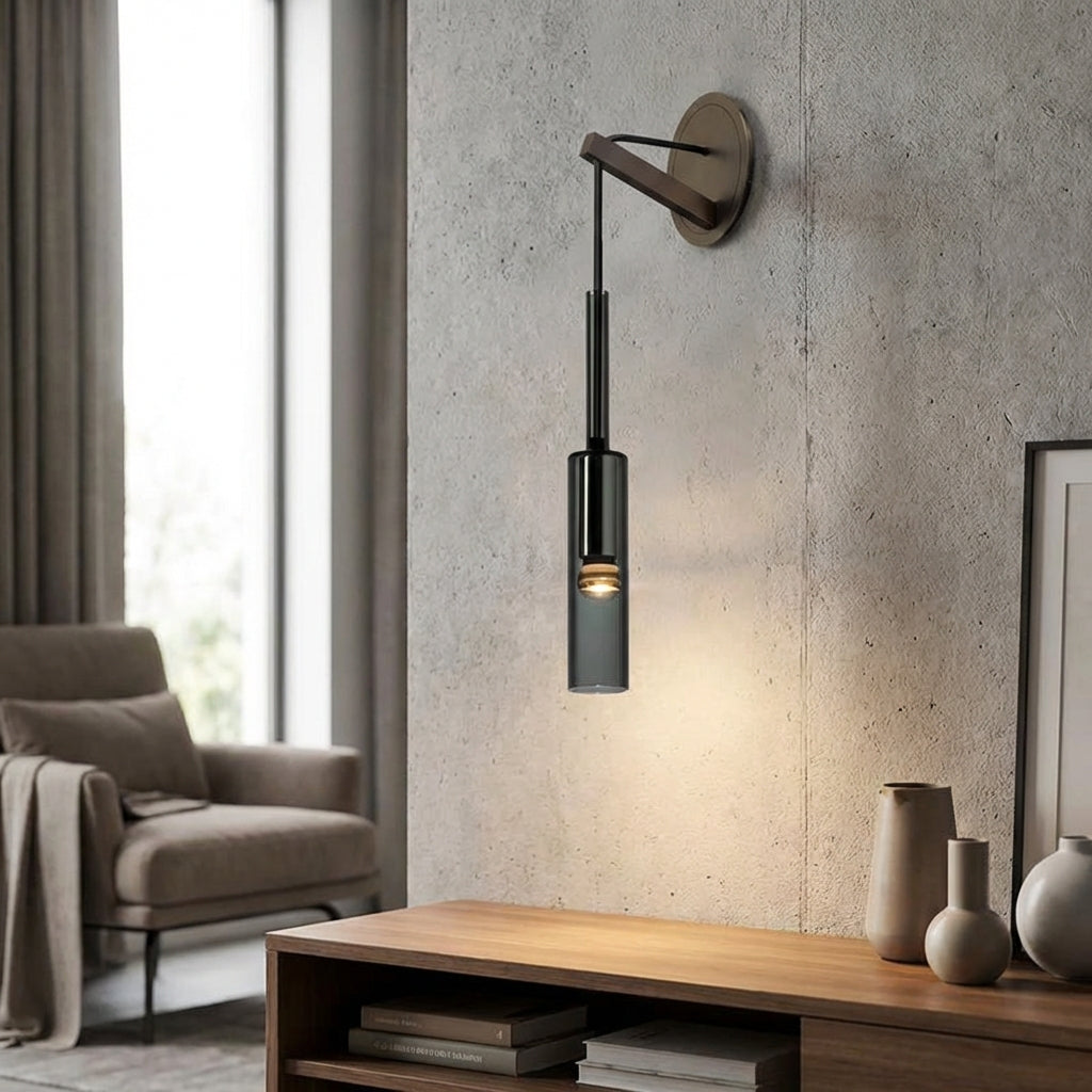 Nástěnné LED svítidlo z kouřového skla – skandinávský styl, černé, 41,91 cm 0