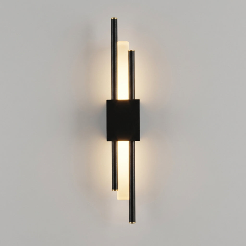 Nástěnné Svítidlo s Difuzorem a Integrovanou LED – Moderní Vertikální Design z Kovového a Akrylového Materiálu, Matná Černá 0