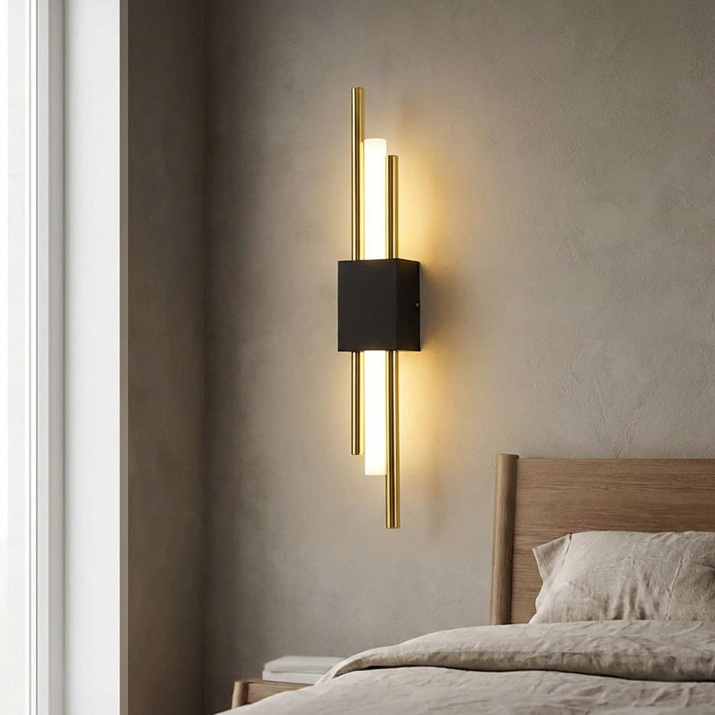 Nástěnné Svítidlo s Difuzorem a Integrovanou LED – Moderní Vertikální Design z Kovového a Akrylového Materiálu, Matná Černá 1