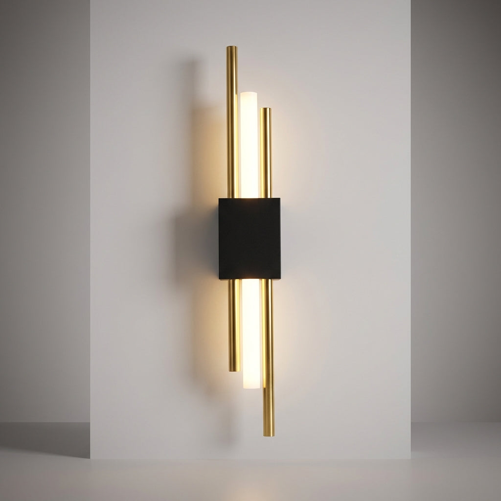 Nástěnné Svítidlo s Difuzorem a Integrovanou LED – Moderní Vertikální Design z Kovového a Akrylového Materiálu, Matná Černá 2