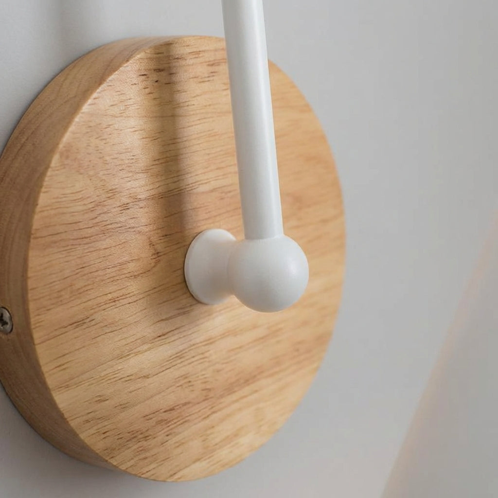 Nástěnné Svítidlo s Teplým Světlem a Dřevěným Akcentem – Moderní Minimalistický Design, Černý Kov 4
