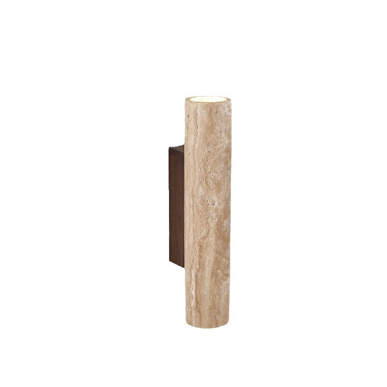 Nástěnné svítidlo z travertinu s minimalistickým japandi designem, vyzařující světlo nahoru 0