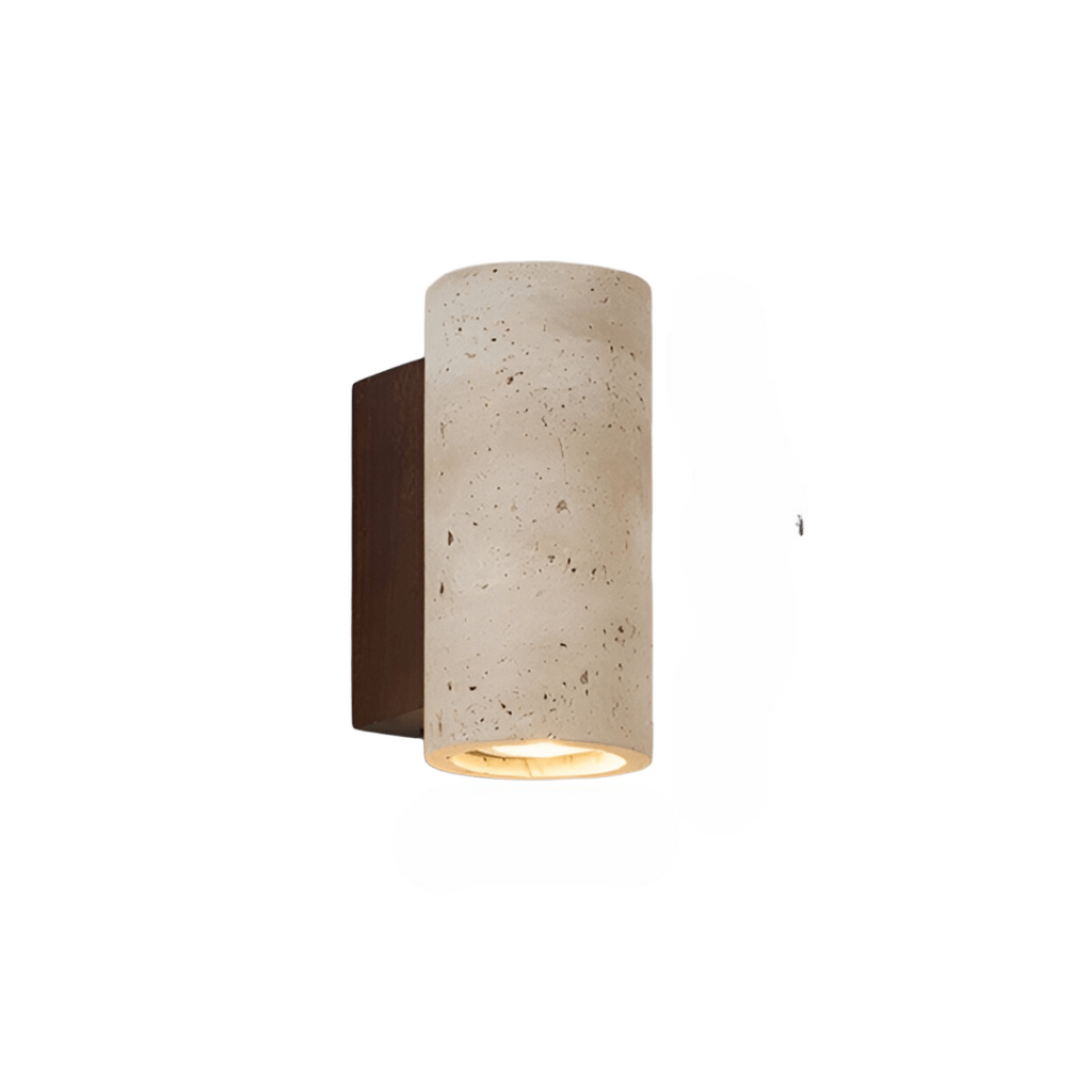 Nástěnné svítidlo z travertinu s minimalistickým japandi designem, vyzařující světlo nahoru 1