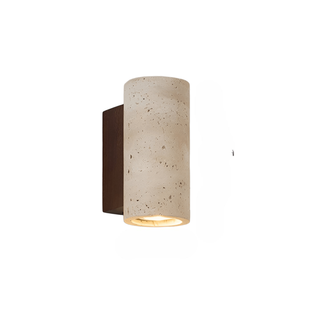 Nástěnné svítidlo z travertinu s minimalistickým japandi designem, vyzařující světlo nahoru 1