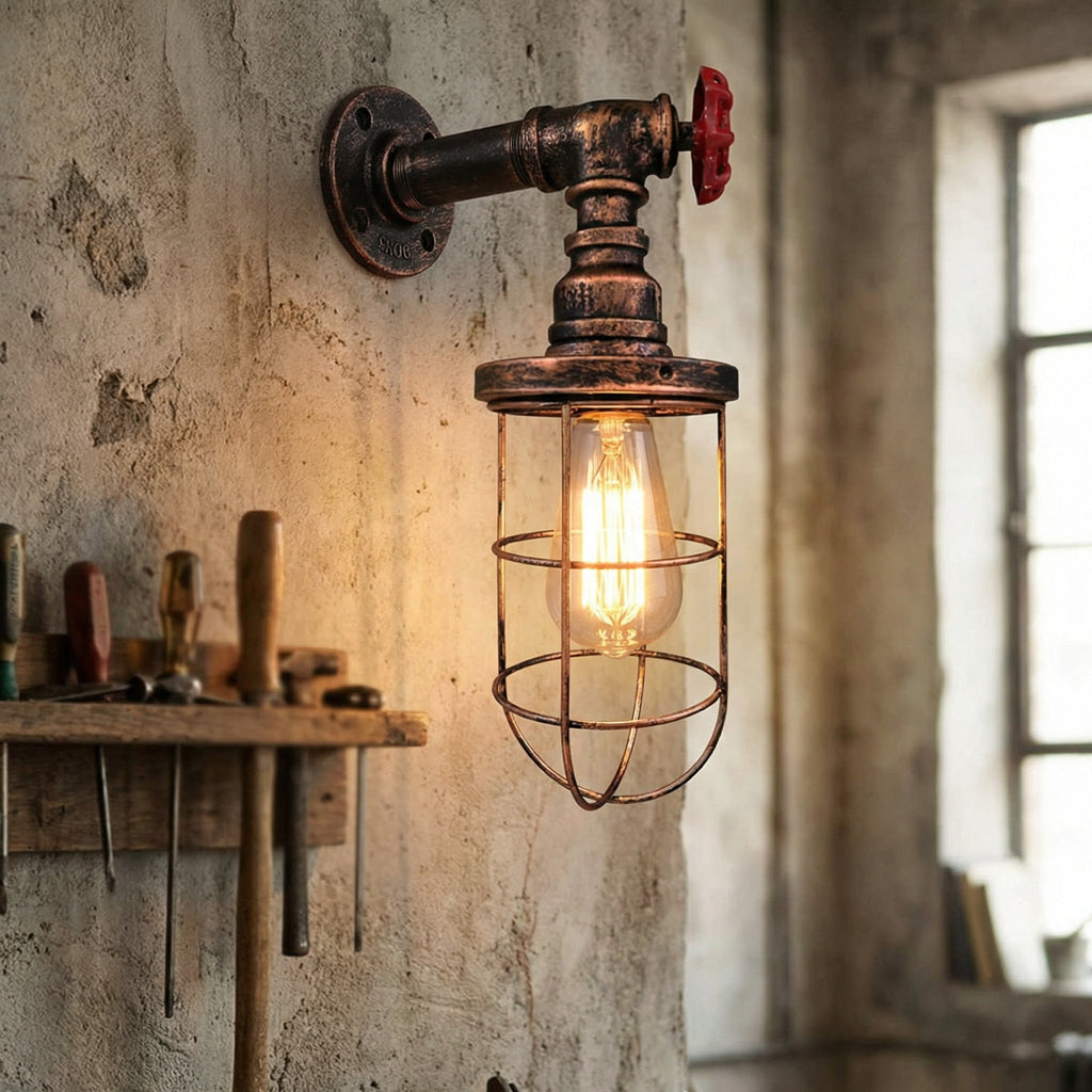 Nástěnné svítidlo z drátěné klece – nastavitelné LED osvětlení – moderní design 1