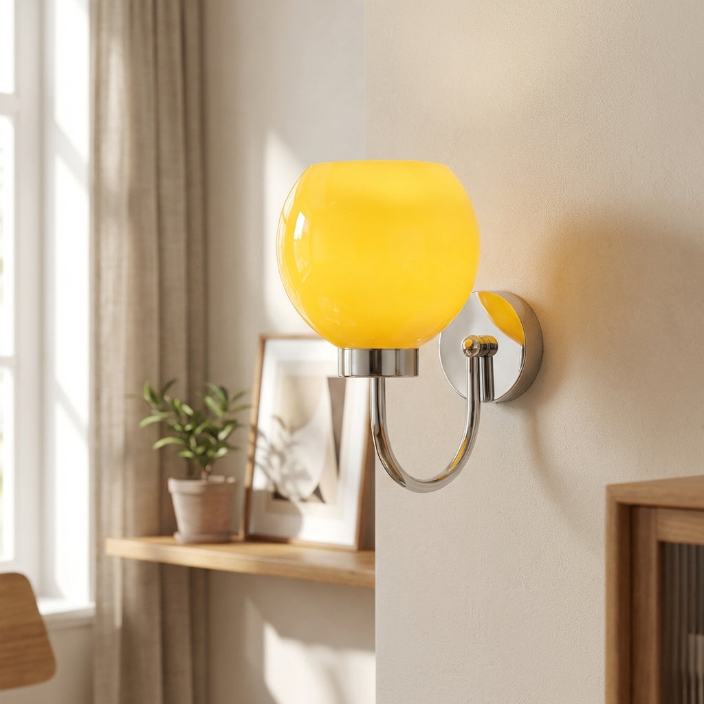 Nástěnné svítidlo ze saténu a skla – kulovitý design s měkkým světlem, 23 cm – moderní svítidlo do ložnice 1