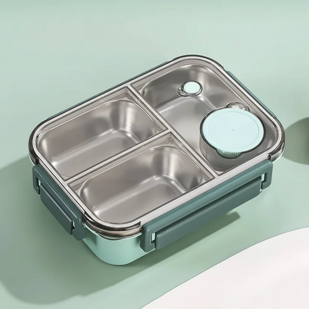 Nerezový bento box na oběd s izolovanými přihrádkami – nepropustný design pro organizované jídlo 0