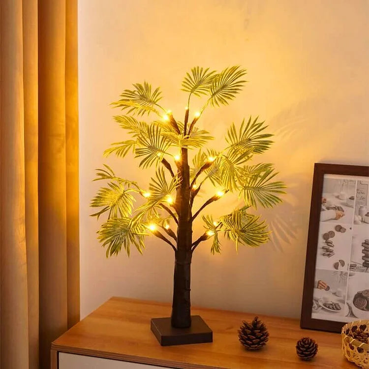 Noční Lampa ve Tvaru Palmy s Teplým LED Světlem a Bateriovým Napájením – Kompaktní Tropický Design 3