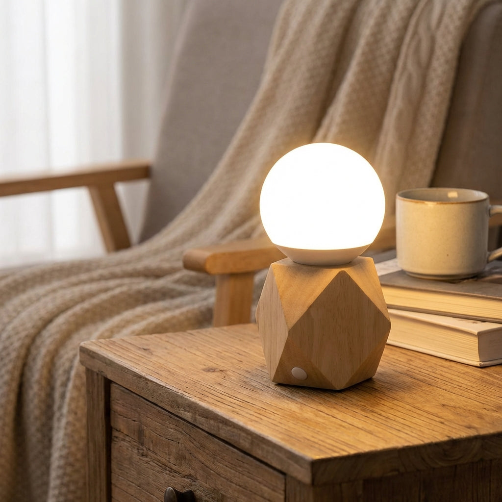 Noční lampa s dotykovým ovládáním a nabíjením přes USB – moderní design s geometrickou LED základnou 1