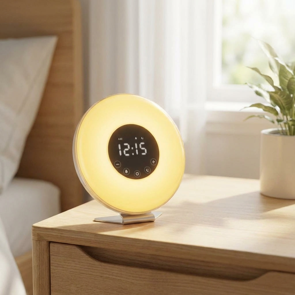 Noční lampa s výstražným signálem a simulací východu slunce, 25 přírodních zvuků, 20 úrovní jasu, bílý šum - multifunkční noční světlo 1