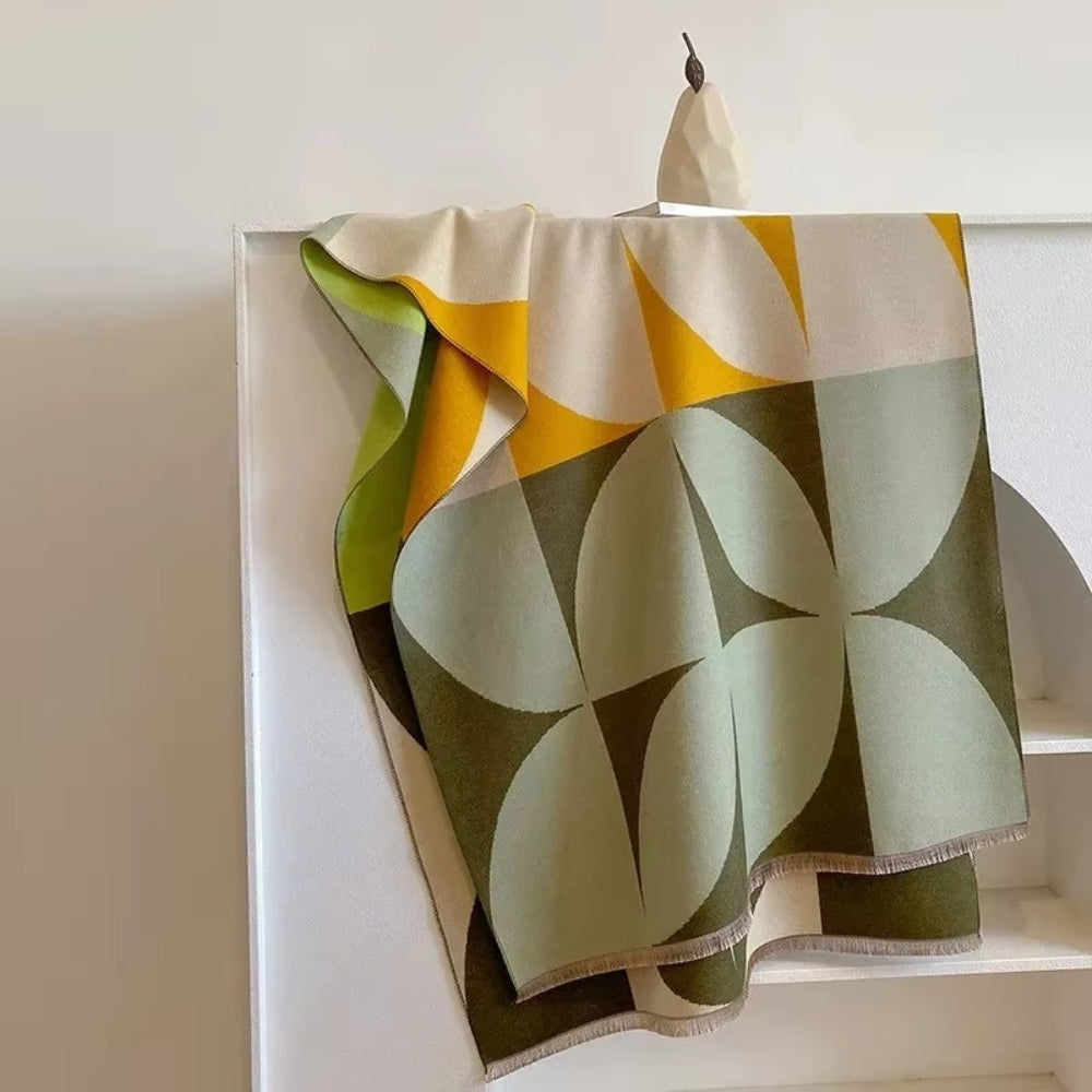 Oboustranný šátek na krk z měkké mikrovláknové směsi s geometrickým designem, ide 6