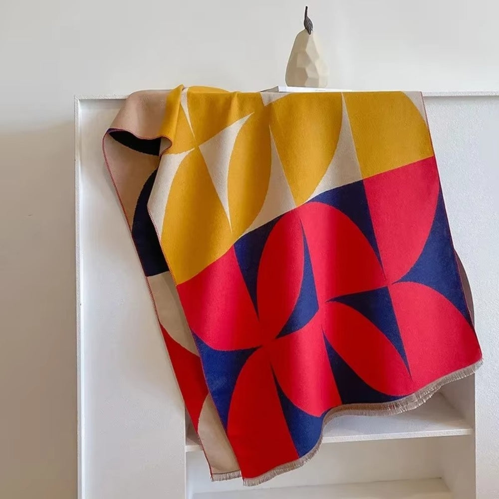 Oboustranný šátek na krk z měkké mikrovláknové směsi s geometrickým designem, ide 8