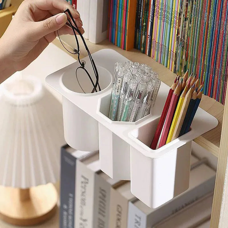Organizér na kancelářské pera se 3 přihrádkami - černobílý kontejner na kancelářské potřeby 2