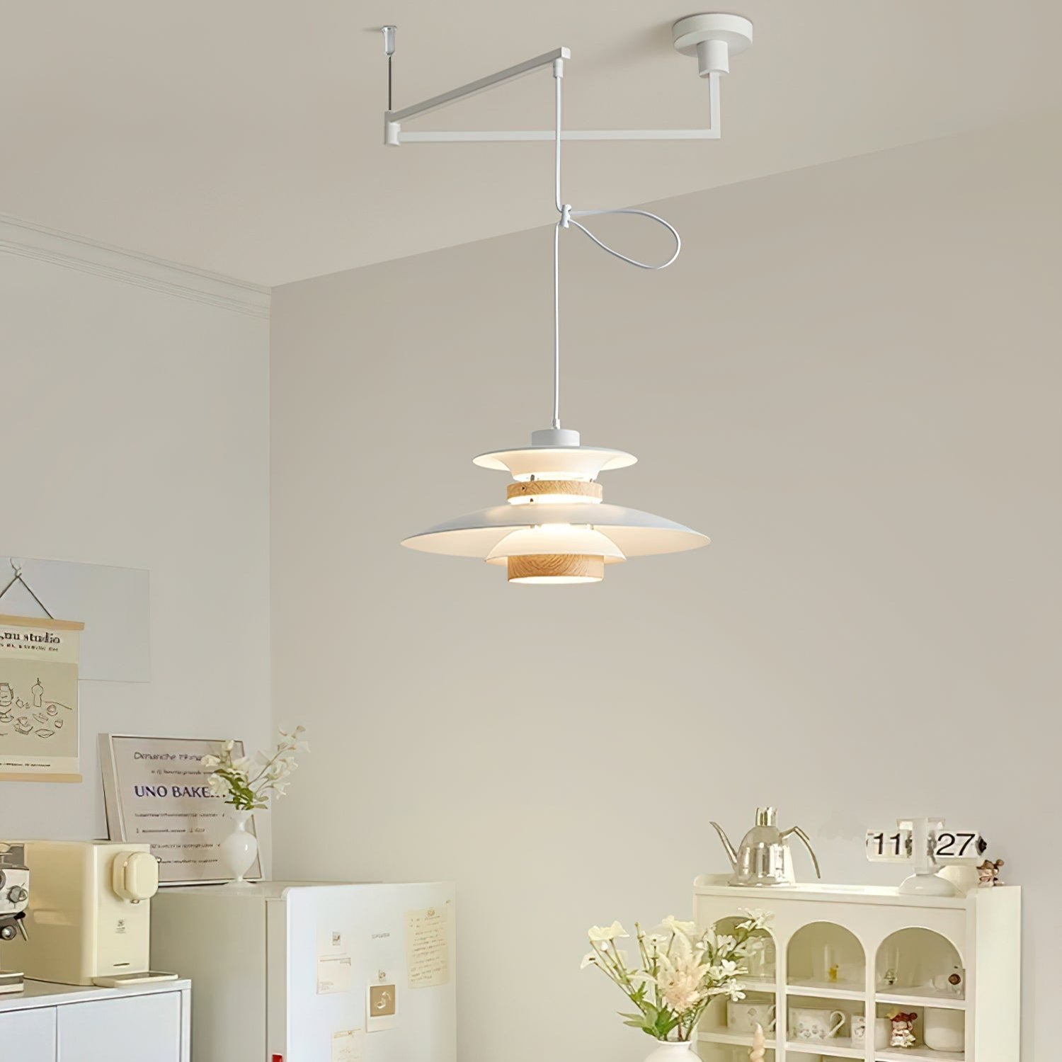 Otočná LED závěsná lampa s nastavitelným jasem a minimalistickým stylem 5