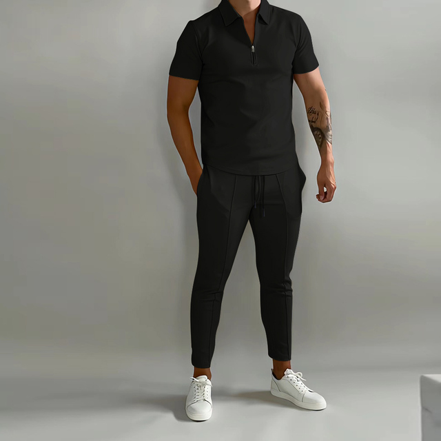 Pánská tepláková souprava z lehkého polyesteru s módním designem UrbanFlex, ideální pro sport a volný 1