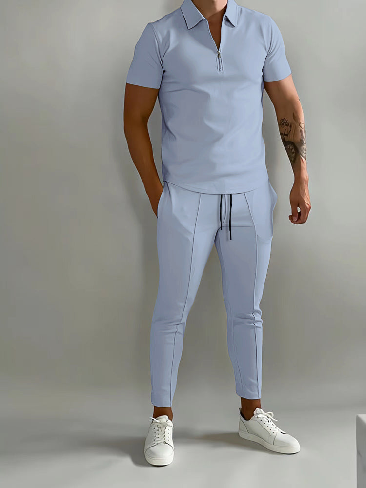 Pánská tepláková souprava z lehkého polyesteru s módním designem UrbanFlex, ideální pro sport a volný 4