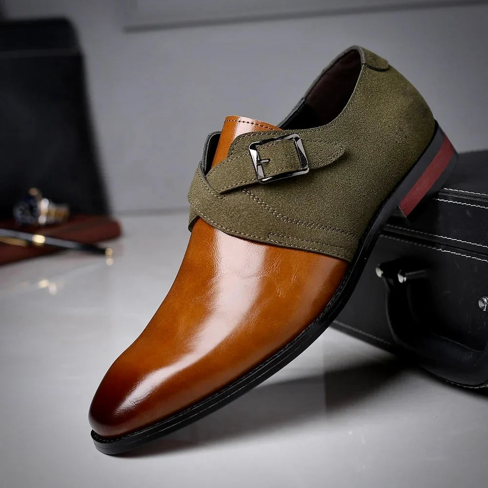 Pánské společenské boty se semišovými detaily – elegantní černé kožené společenské boty 1