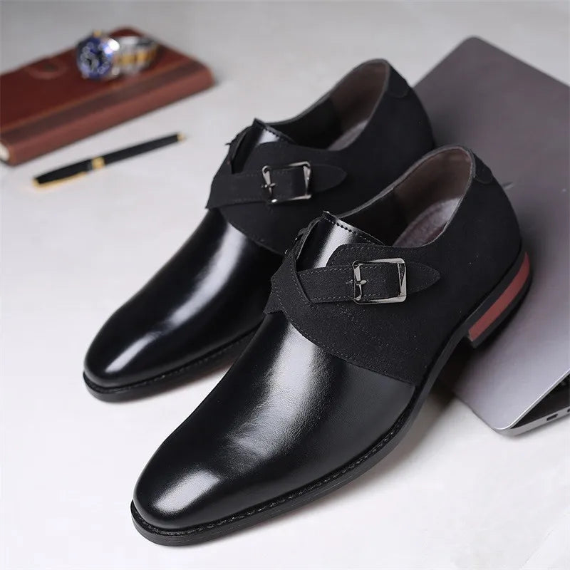 Pánské společenské boty se semišovými detaily – elegantní černé kožené společenské boty 6