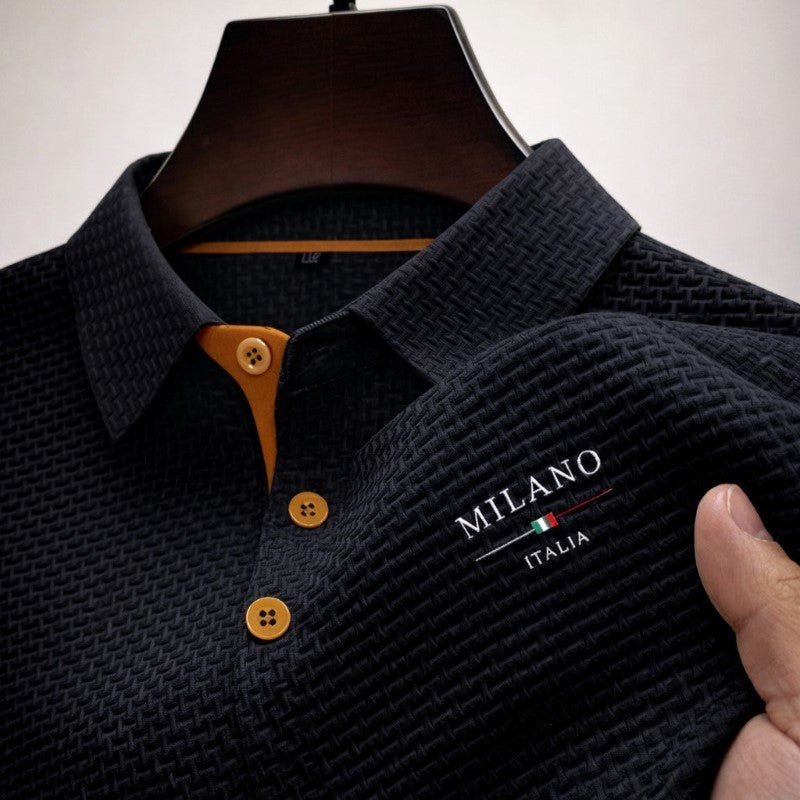 Pánské texturované polo tričko s knoflíkovou légou Milano – klasický střih 0