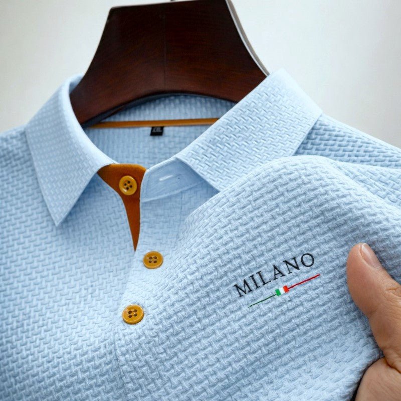 Pánské texturované polo tričko s knoflíkovou légou Milano – klasický střih 1