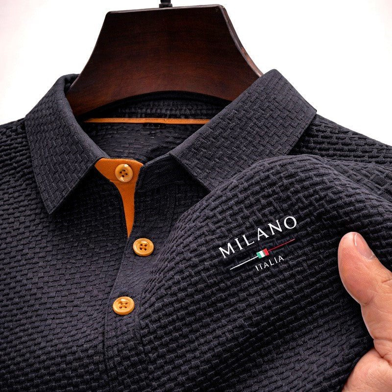 Pánské texturované polo tričko s knoflíkovou légou Milano – klasický střih 2